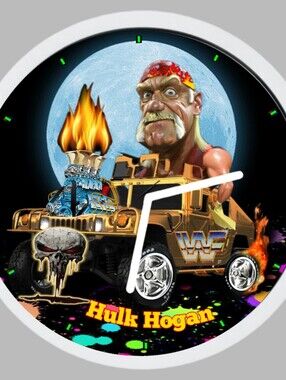 Hulk Hogan Themed Graphic Wall Clock - Black/Yellow